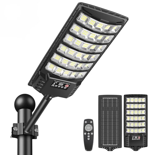PEAKRO Farolas Solares Exterior, 400W Potente Focos LED Solar con Control Remoto, IP66 Impermeable 6000K Luz Solar Exterior Sensor de Movimiento Lampara Solar Jardín para Garage Patio, 1 Pack