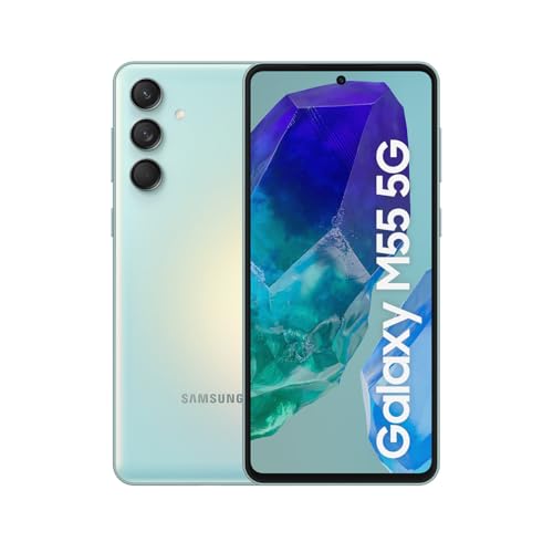 Samsung Galaxy M55 5G 256GB - Telemóvel Android, smartphone livre, ecrã 6,7" FHD+Super AMOLED, verde claro (versão espanhola)