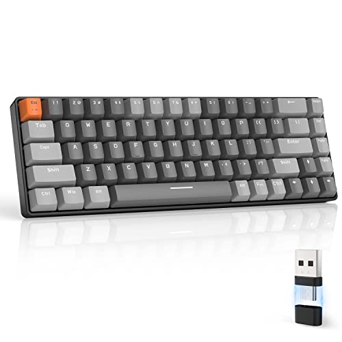 MAGIC-REFINER RK68 Teclado sem fios, teclado mecânico Gaming 60%, Apex Pro Mini modo duplo 2,4 Ghz/Bluetooth 5.0 interruptor azul hot swap com recetor 2 em 1 para PC/Mac/Tablet/teclado QWERTY EUA