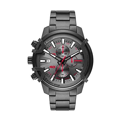 Diesel Griffed Relógio para homem, movimento de quartzo/cronógrafo com correia de silicone, aço inoxidável ou pele