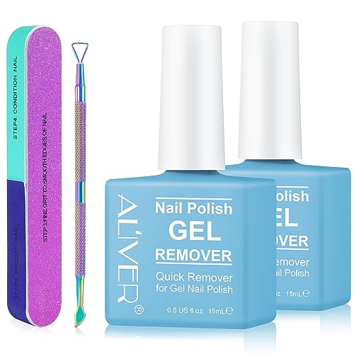 Removedor de esmalte semipermanente, remove esmalte semipermanente, removedor de verniz de gel para unhas em 3-5 minutos, fácil e rápido, 2 peças