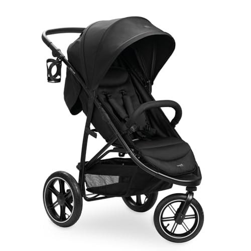 hauck Carrinho de passeio Rapid 3 Air - carrinho de bebé 3 rodas desde o nascimento até 22 kg, pneus de ar, suspensão, carro leve reclinável, proteção UV 50, guiador ajustável - preto