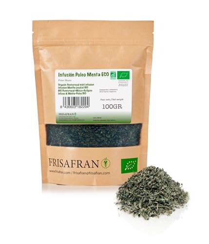 FRISAFRAN | Infusão de menta pó a granel ecológica 100 g | chá de polião de menta | Digestiva | anti-resfriados, bebida saudável | chá polio para a repetição, antiviral natural | infusão de menta