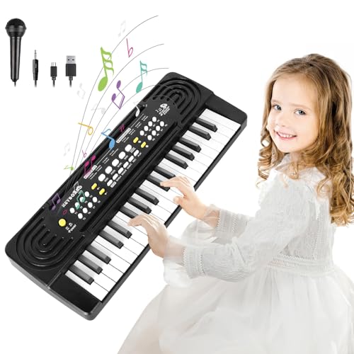 Teclado eletrónico de piano para crianças e iniciantes, 37 teclas multifuncionais piano musical para crianças, teclado de piano portátil educativos brinquedos para 3 4 5 6 anos meninas meninos