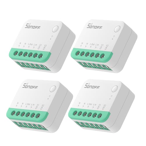 SONOFF (Matter) Mini interruptor inteligente wi-fi, interruptor Wi-Fi inteligente bricolage de 2 dias, controlo de aplicação, controlo de voz, suporte para Apple Home, Alexa e Google Home 10A 2400 W
