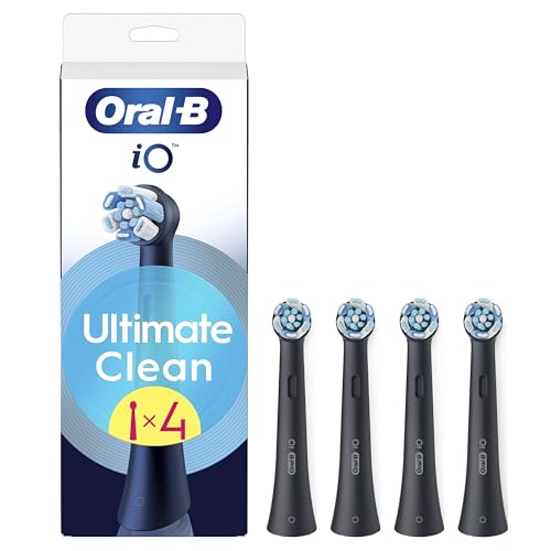 Oral-B Series iO Ultimate Clean cabeças de substituição originais, conjunto de 4 peças de reposição pretas para escovas de dentes elétricas oral - B iO, remoção profunda da placa bacteriana