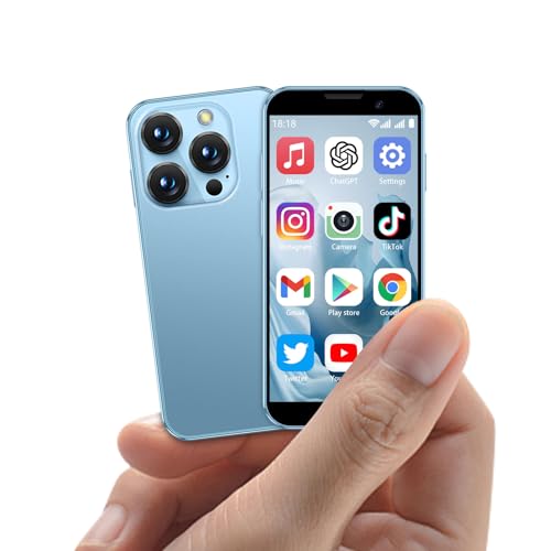 BLKE Max Smartphone Mini com ecrã HD de 3,0 polegadas, telefone mini desbloqueado, câmara de 5 megapixels, reconhecimento facial, GPRS, cartão TF e um corpo ultra fino, crianças azul