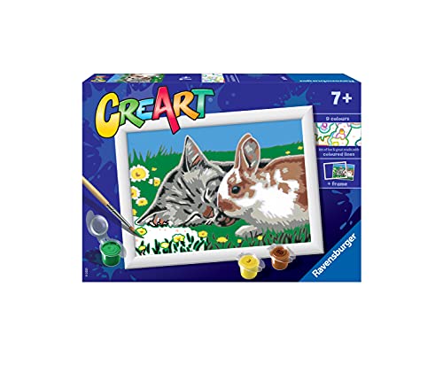 Ravensburger - Creart E: Descanso no prado | pintar por NSJFS para crianças, kit de pintura para crianças, kit de pintura completo para crianças, artesanato para menina de 7 anos, inclui moldura 18 x