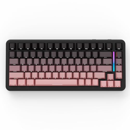ATTACK SHARK M86 Teclado mecânico Gasket, teclado para jogos RGB sem fios Tri-Mode (BT/2,4 G/USB-C) a 75 %, estampado lateral, intercambiável a quente, interruptores lineares-rosa gradiente