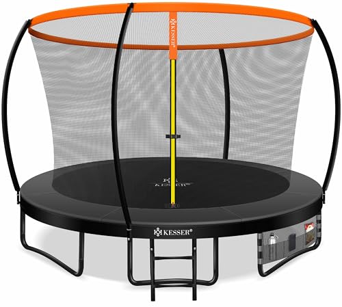 KESSER® Rede de segurança de substituição para trampolim, rede de proteção para trampolim, resistente a raios UV, Ø 244, 305, 366, 427 cm, porta de entrada com fecho de correr