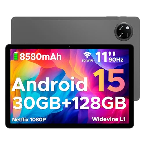 DOOGEE Tab A9 Pro Tablet Android 15, Tablet de 11 polegadas 30 GB + 128 GB/2TB, bateria 8580 mAh, tablets Gaming Octa-Core, tablet PC com 5G WiFi/13 MP+5 MP/Widevine L1/Do. ble Altifalante /Face ID