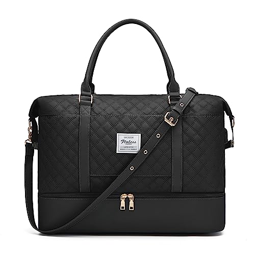 Bolsa de viagem para mulher, mala de desporto, mala de mão para bagagem, bolsa de ginásio impermeável, sacos de fim de semana para mulher, bolsa para hospital, bolsa de natação para praia, preto e