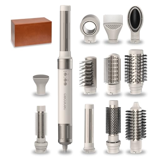 Cecotec Escova de ar quente secador modelador alisador 12 cabeças tecnologia Coanda CeramicCare 12 in1 AirGlam champanhe. 1400 W, motor digital, elimina frizz, 3 temperaturas