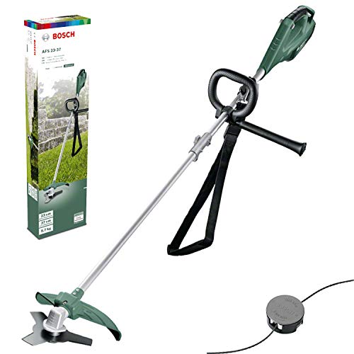 Bosch Home and Garden AFS 23-37 Desbroçador (lâmina de 3 folhas, 3 fios de corte, pega adicional, tampa em caixa, sistema de corte duplo) verde/preto/alumínio