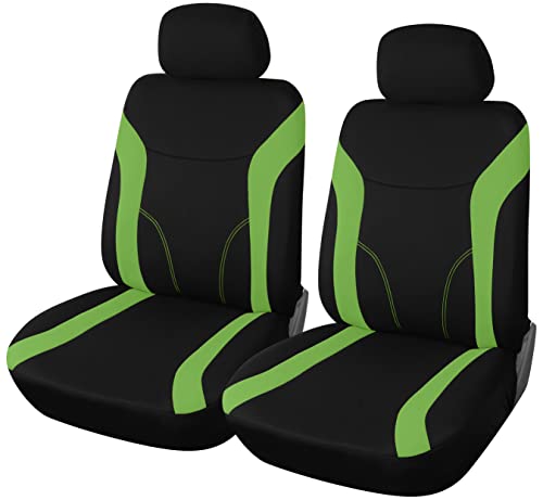 Upgrade4cars Capas de assento dianteiro para carro universais verde preto | protetor de assento dianteiro para motorista e copiloto | acessórios interior para mulher e homem