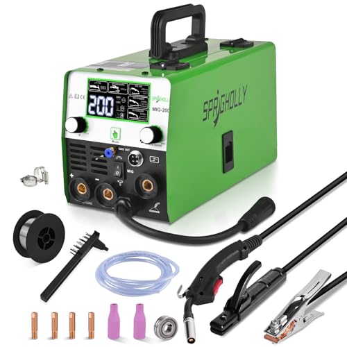 Soldadora MIG 200A, 240V, 4 em 1 multiprocessos. Oferece soldagem MIG a gás / gasless, com núcleo de fluxo, Lift TIG e Stick MMA. Possui sinergia e um painel LED aprimorado (modelo MIG200)