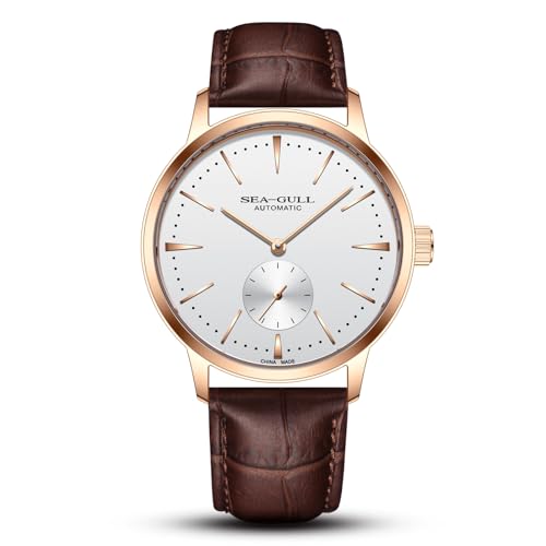 SEA-GULL 2022 Seagull Relógio pequeno de segunda mão para homem, relógio automático de pulso para homem, pulseira de couro 6075
