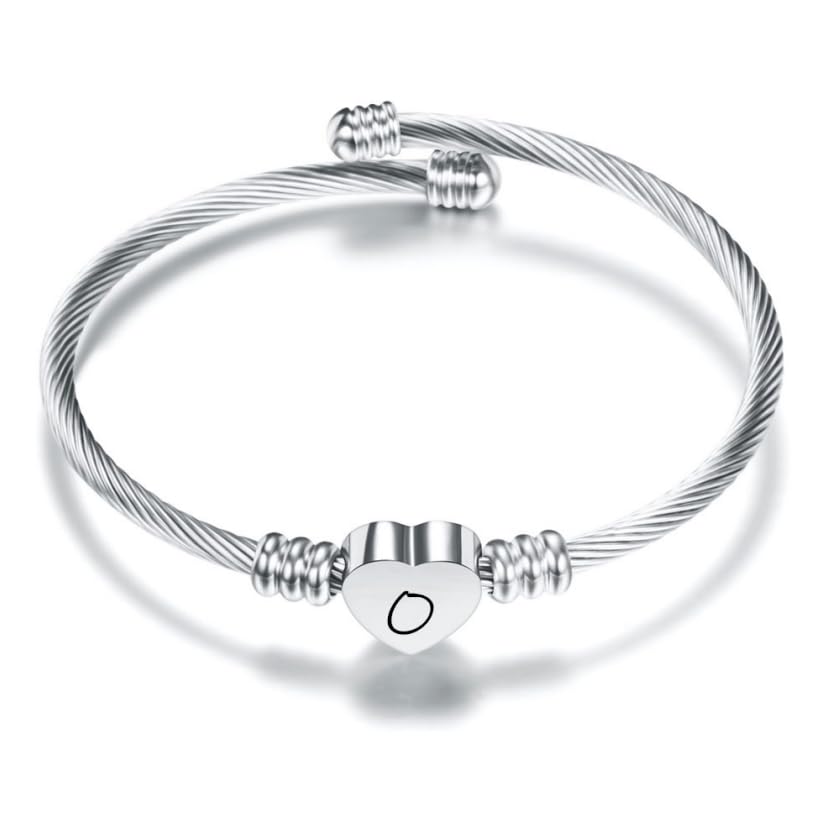 Suonie Prata amor coração 26 letra inicial alfabeto A-Z pulseira joalharia presente ajustável para filha filho irmãs amigos mãe colega amante aniversário Natal
