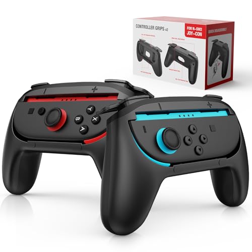 Lmcpa Juego de 2 Empuñaduras para Mando compatibles con 2025 Nintendo Switch 2 Joy-Con, Cómodo Soporte Joy-Con para Accesorios Nintendo Switch 2025, Negro