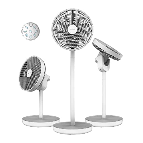 Cecotec Ventoinha de bateria EnergySilence 2600 Sunflower portátil. 3 em 1, 22 W, motor BLDC, diâmetro de 13", bateria de 2600 mAh, ecrã LED, controlo remoto, controlo tátil e oscilação