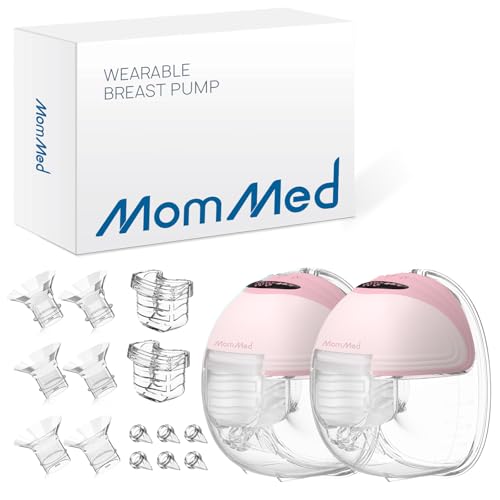 MOMMED Leite elétrico, extratores de leite elétrico de 24 mm com 3 modos e 12 potências, extrator de leite mãos livres, design à prova de fugas, inclui inserções de flange de 17/19/21 mm, rosa