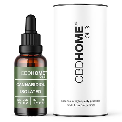 CBD HOME Oils - CBD Oil 40% FORTE 30 ml - Isolated - óleo de coco (MTC) e cânhamo ecológico enriquecido com 40% de CBD Puro e Ômega 3-6-9. Óleo CBD certificado 12.000 mg - Fabricado na UE
