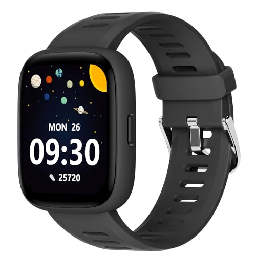 BIGGERFIVE Pulseira de atividade meninos meninas 5-16, 1,8" relógio inteligente podómetro, frequência cardíaca, resistente à água IP68, monitor de sono, despertador, jogos de quebra-cabeças com/sem