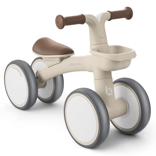 KikkaBoo Bicicleta sem pedais ZIPI, corredores bebé de 1 a 3 anos, bicicleta de equilíbrio, bicicleta para bebé com cesta, ajustável, brinquedo para crianças, presente para bebé, bege