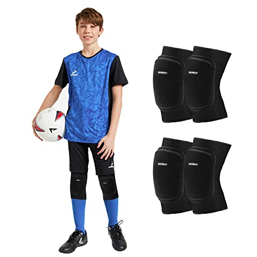 EULANT 2 pares de joelheiras de voleibol, joelheiras elásticas para dança, andebol, scooter, ginástica, futebol, luta online, bicicleta de montanha, cotoveleiras para crianças e adultos (preto, M