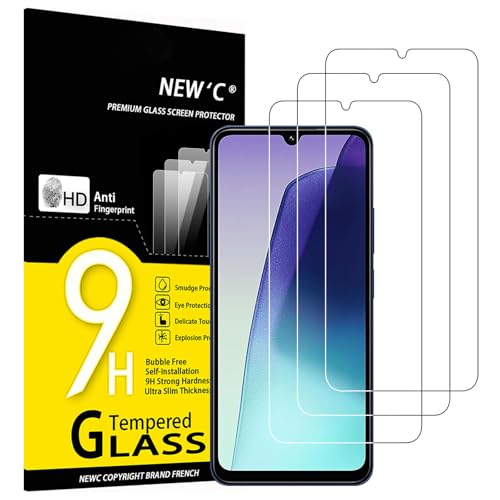 NEW'C 3 peças, protetor de ecrã para Xiaomi Redmi 14C/14R, Redmi A3 Pro, vidro temperado anti-riscos, anti-impressões digitais, sem bolhas, dureza 9H, 0,33 mm ultra transparente, ultra resistente