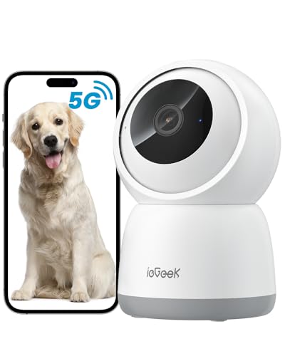 ieGeek 2,4/5 GHz Câmara de vigilância WiFi interior 2 K 360 °PTZ, câmara de vigilância interior para bebés/animais de estimação/segurança em casa, monitorização automática, voz bidirecional, deteção