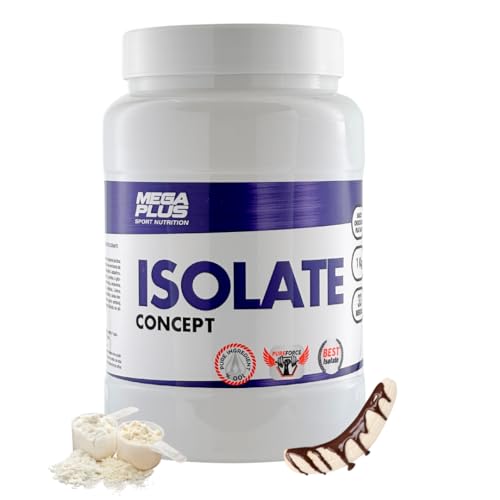 Proteína - Protein isolate concept 100% mega Plus, proteína em pó para batidos, proteínas para massa muscular, proteínas 1 kg (chocolate banana, 1 kg)