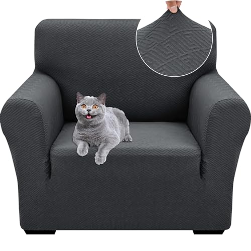 Ystyle Capa para sofá de 1 lugar ajustável, capas elásticas para poltronas, capa de sofá anti-gatos cães, sofá cover com apoios de braços, jacquard capas sofá antiderrapante lavável, cinzento