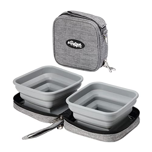 Portabowl 2 em 1 tigelas dobráveis ecológicas, tigelas de viagem para cães, capa de viagem incluída, leves e compactas, 100% silicone de grau alimentar, sem BPA