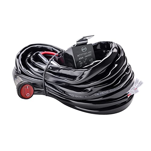 Safego Kit com fio barra LED, kit de arnês de cablagem do interruptor de luz anti-nevoeiro 12 V 40 A, com relé de fusível interruptor de desligamento aceso, farol de trabalho arnês de fio