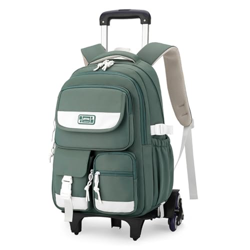 IvyH Mochila escolar com 6 rodas para meninas, mochila colégio com carrinho removível, mochila casual Trolley para meninos e meninas da escola primária e secundária, 27 litros