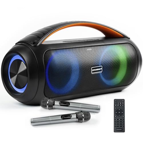 DYNASONIC D93 Altifalante Bluetooth portátil IPX5 Waterproof. Altifalante exterior sem fios. Estéreo sem fios. Leitor de som potente com luzes LED incorporadas. Micro-SD, USB.