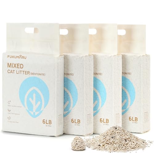 FUKUMARU Areia de tofu para gatos 10,8 kg - areia aglomerante para gatos, tofu e bentonita, livre de pó e fácil de aglomerar, controlo de odores (chá branco), pode ser descartado na sanita
