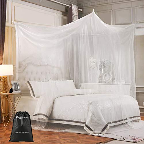 Nabance Rede mosquiteira para cama, 220 x 200 x 200 cm, mosquiteiro quadrado para interior e exterior, cordas e ganchos de parede, adesivos, saco de armazenamento, rede mosquiteira universal de cor