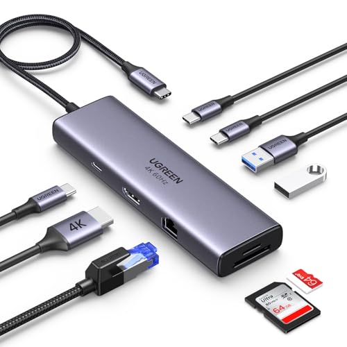 UGREEN Revodok 109 Hub USB C HDMI 4K60Hz Ethernet Gigabit adaptador tipo C leitor cartão SD TF PD 100 W carregamento compatível com MacBook Pro Air M3 M2 M1 iPhone 16 Plus MAX