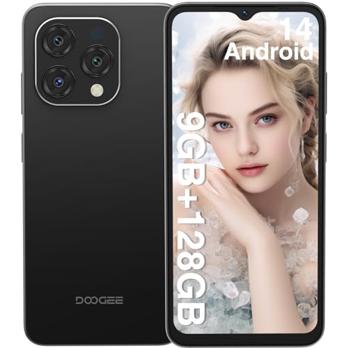 DOOGEE N55 Telemóvel livre Android 14, Smartphone com 9GB 128 GB, 6,56" HD/90 Hz, câmara 13 8 MP, Octa Core, bateria 5150 mAh carregamento rápido 10 W OTG preto