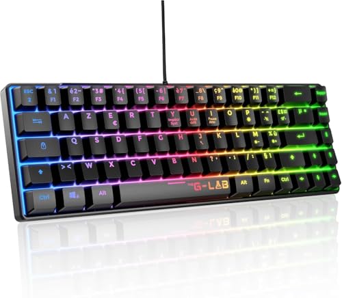 The G-Lab Keyz Hydrogen - Teclado Gaming Qwert - Inclui Ñ - teclado para jogos semi-mecânico - teclado Gamer 60%, retroiluminação multicolorida, mini teclado Gamer silencioso, para PC, PS4, PS5