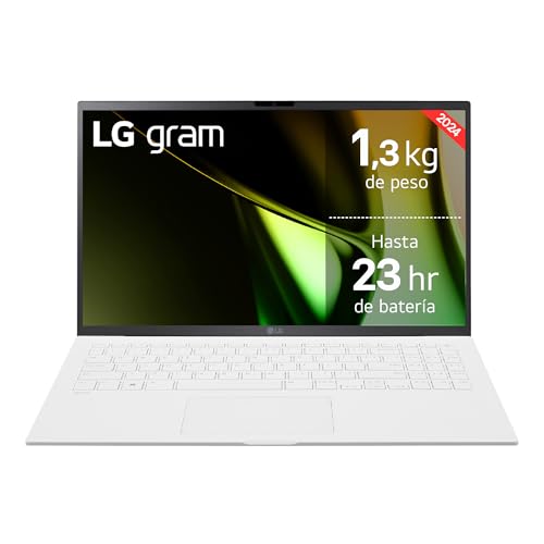 LG gram 15Z90S-G.AD87B Computador portátil ultraleve de 39,6 cm, painel IPS, Intel Core Ultra 7, 32 GB RAM, 1TB SSD, 1290 g, bateria até 23 h, W11 Home, branco, teclado. lado QWERTY Espanhol ol