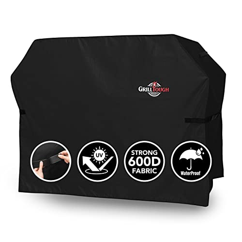 GrillTough - Capa resistente para grelha de exterior: Impermeável, resistente à temperatura, aos raios UV e à descoloração, com correias ajustáveis. (183L x 66W x 130 H).