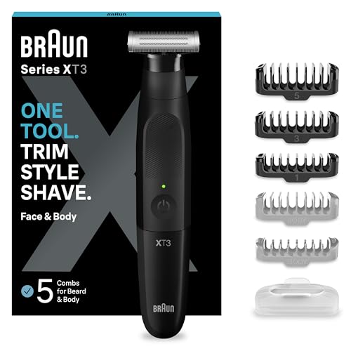 Braun Series X Aparador de barba, máquina de barbear, aparador de pelos para homem, máquina de barbear elétrica para rosto e corpo, XT3200, preto