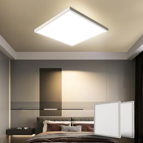 OTREN Candeeiro de teto LED, teto quadrado 4000 K, IP44 luz de teto moderna para quarto infantil casa de banho cozinha sala de estar, 23 cm 1800 LM (pack of 2)
