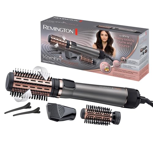 Remington Escova de ar Keratin Protect - modelador de cabelo, queratina e óleo de amêndoa, escova secador, 3 acessórios, moldes e volume, cerâmica, 1000 W, 2 temperaturas/velocidades - AS88111 12