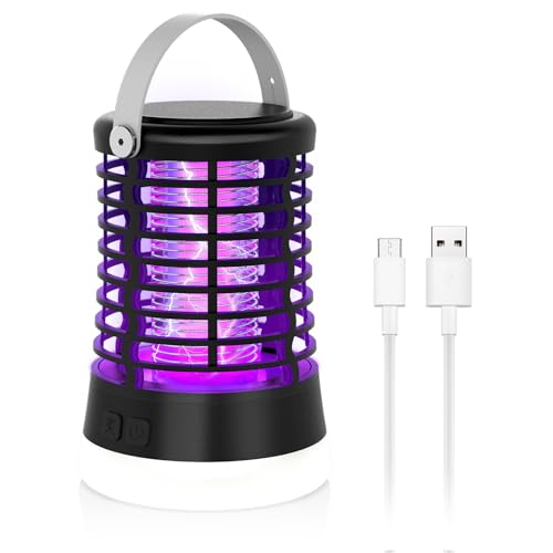 HgUltra Candeeiro anti-mosquitos elétrico, portátil lanterna de campismo luz LED, lâmpada anti-mosquitos USB recarregável impermeável mata-moscas exterior / interior, mata-moscas elétrico para