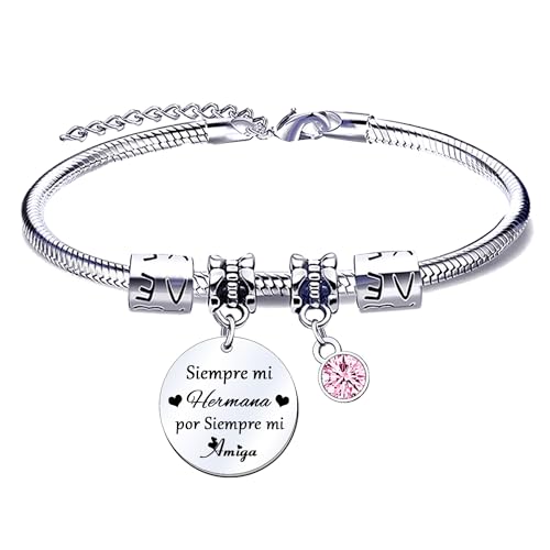 QTQTLP Pulseira irmã presente de irmã presente de irmã mais velha presente de aniversário irmã pulseira de aço inoxidável irmã pulseira personalizada mulher irmã pulseira de irmã para a melhor irmã