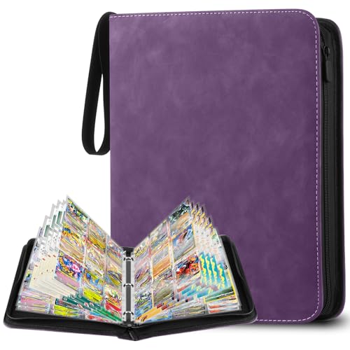 YSWOVUO Álbum de cartas, álbum para cartas mágico, álbum cromado 900, álbum de cartas colecionáveis, pasta de cartas transparente, roxo
